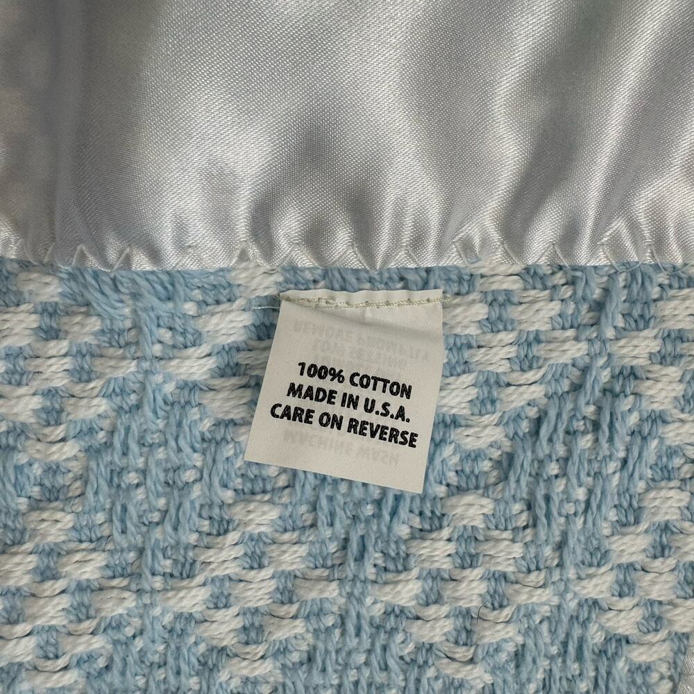 AMANA Woolen Mills *NEW* My Blankie 100% Cotton Blue White Baby Lovey Lovie - Picture 7 of 7